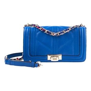 SAM Edelman Mira Leather flap bag cobalt blue silver chain